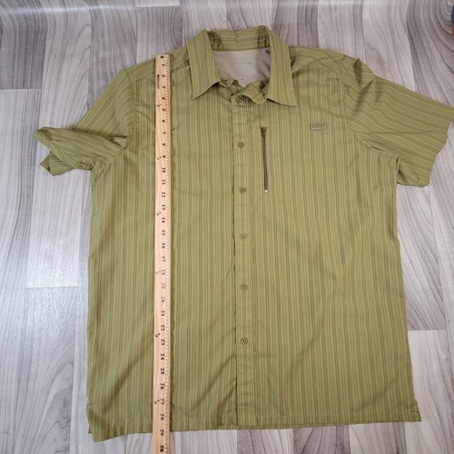 Merrell Opti Wick UPF 30 Shirt Mens L Large Green Short Sleeve Zip Pocket - Picture 4 of 8