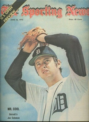 #ad 1973 Sporting News DETROIT Tigers JOE COLEMAN No Label FREE Ship US Open Preview $14.24
