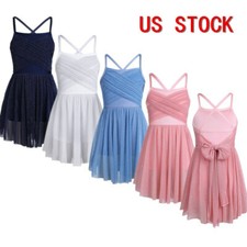 Girls Tutu Dress Lyrical Ballet Dance Skirt Camisole Leotard Dress Costumes