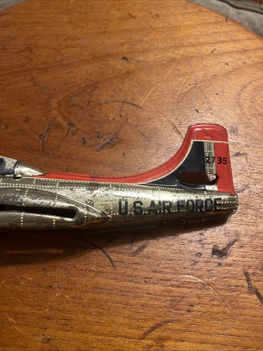 Vintage 1950's U.S Air Force 2735 Tin Litho Friction Plane Missing Wings - Picture 7 of 10