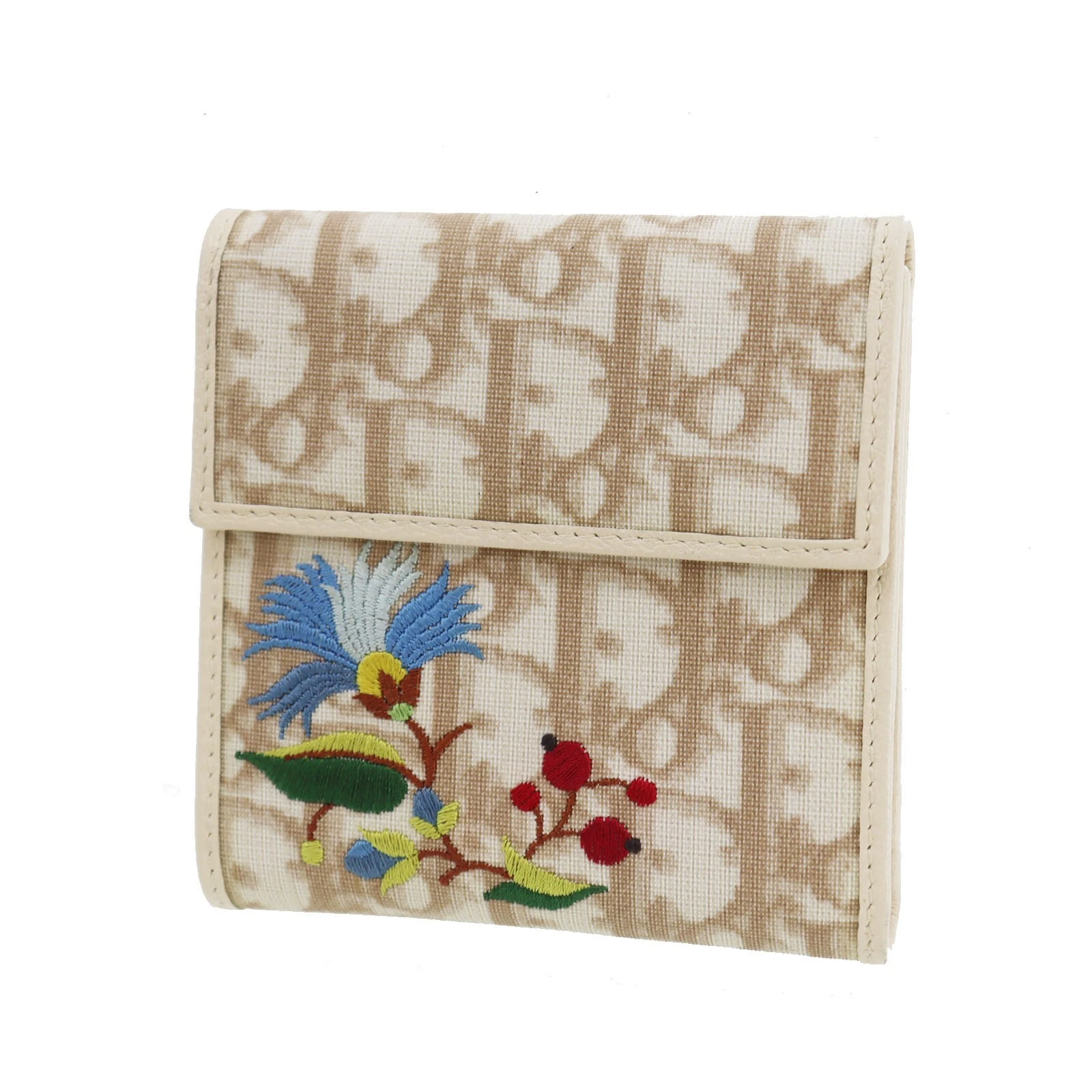 Portefeuille Christian Dior Trotter occasion triple beige PVC vintage #DA285 S