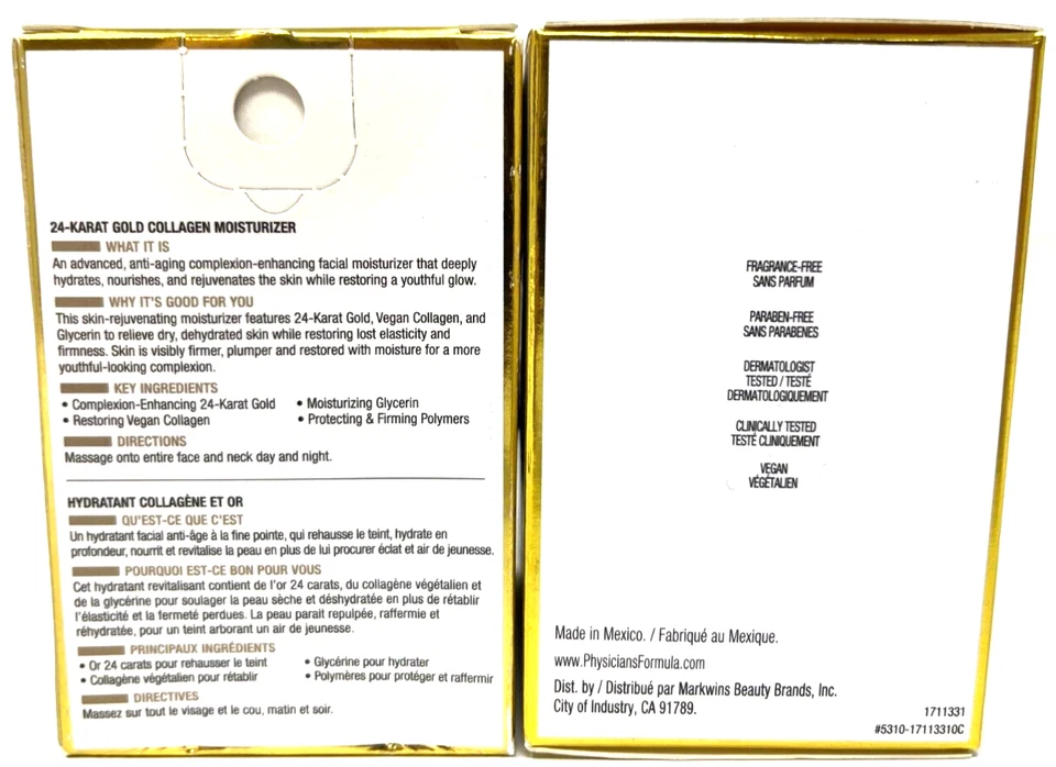 (2) Physicians Formula 24-Karat Gold Collagen Moisturizer 1.35 fl oz Ea 1711331 - Image 3 of 3