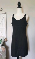 Vintage Blue Made In USA Black jumper dress Junior 11/12  Zip Back