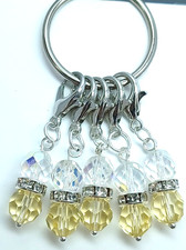 MikieLou Stitch Markers Premium Yellow CRYSTAL Rhinestones Knitting Crochet