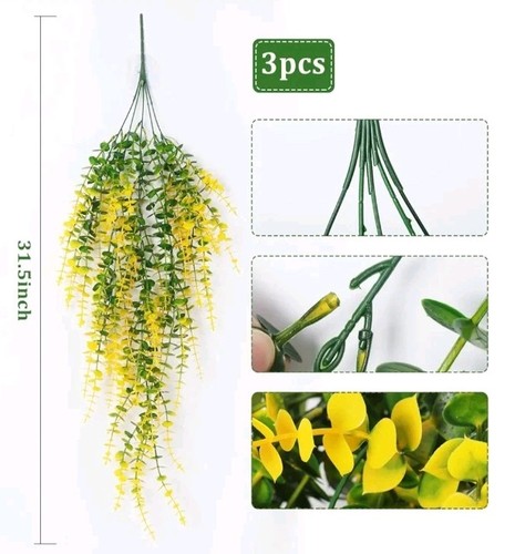 Hanging Vines Faux Eucalyptus Leaves Greenery Vines Fake Vines Plants, 3 Pcs - Picture 2 of 3