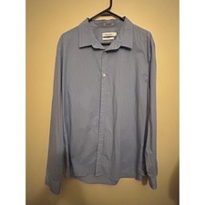 Calvin Klein Dress Shirt Mens XL Blue Excellent Non Iron Stretch Micro Stripe