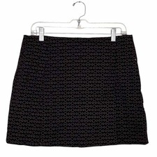 Herman Geist Size 10 Black Print Pre-Owned Skirt- Ladies