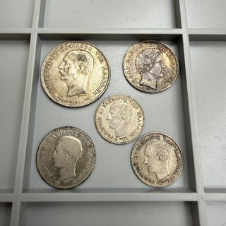 Griechenland Lot aus 5 Silbermünzen 1833 1910 20 & 50 Lepta 1 & 1/2 Drachme