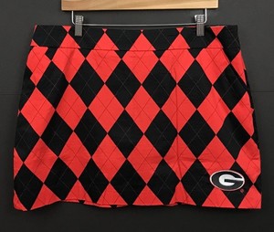 Loudmouth Golf Georgia Bulldogs Skort Red Black Argyle Skirt Size 16