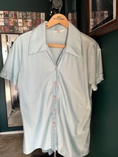True 60s Vintage Laura Mae Life Press Blouse in Powder Blue