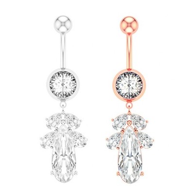 Fashion Belly Button Rings Water Drop Leaves Dangle Belly Body Piercing Jewelry
