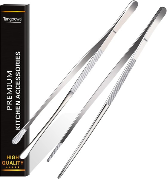 Rivoean 2 StüCk 30Cm Kochpinzette Edelstahl Lang Grillpinzette KüChenpinzette P-image