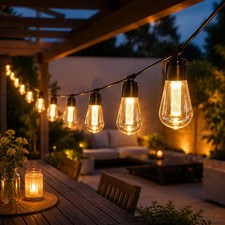 20-LED Solar Powered Retro Bulb String Light Garden Outdoor Fairy