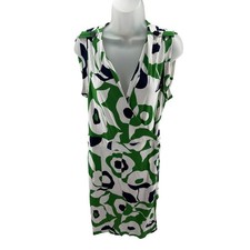 Banana Republic Green Navy Floral Mod Wrap Dress Sleeveless Womens Large