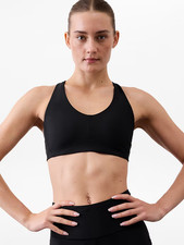 Athleta Interval Plunge Train Sports Bra A-C  Black Medium 599799 NEW