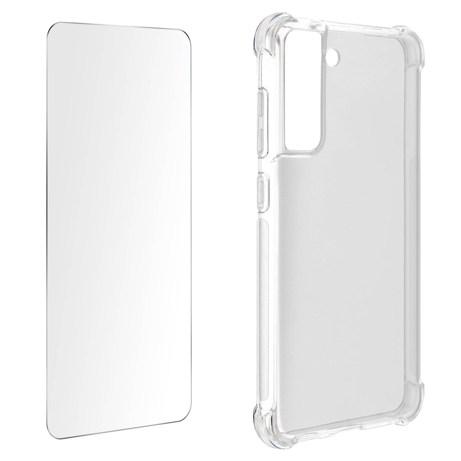 Coque Galaxy S21 FE et verre trempé transparent en silicone souple