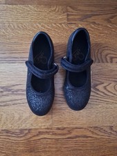 Girls Black Glitter tap shoes Toddler Size 12ML Stelle Excellent Condition