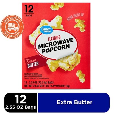 Great Value Extra Butter Flavored Microwave Popcorn (2.55 oz, 12-count)