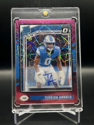 2024 Donruss Optic Terrion Arnold Rated Rookie Auto Pink Velocity/50 Lions Card