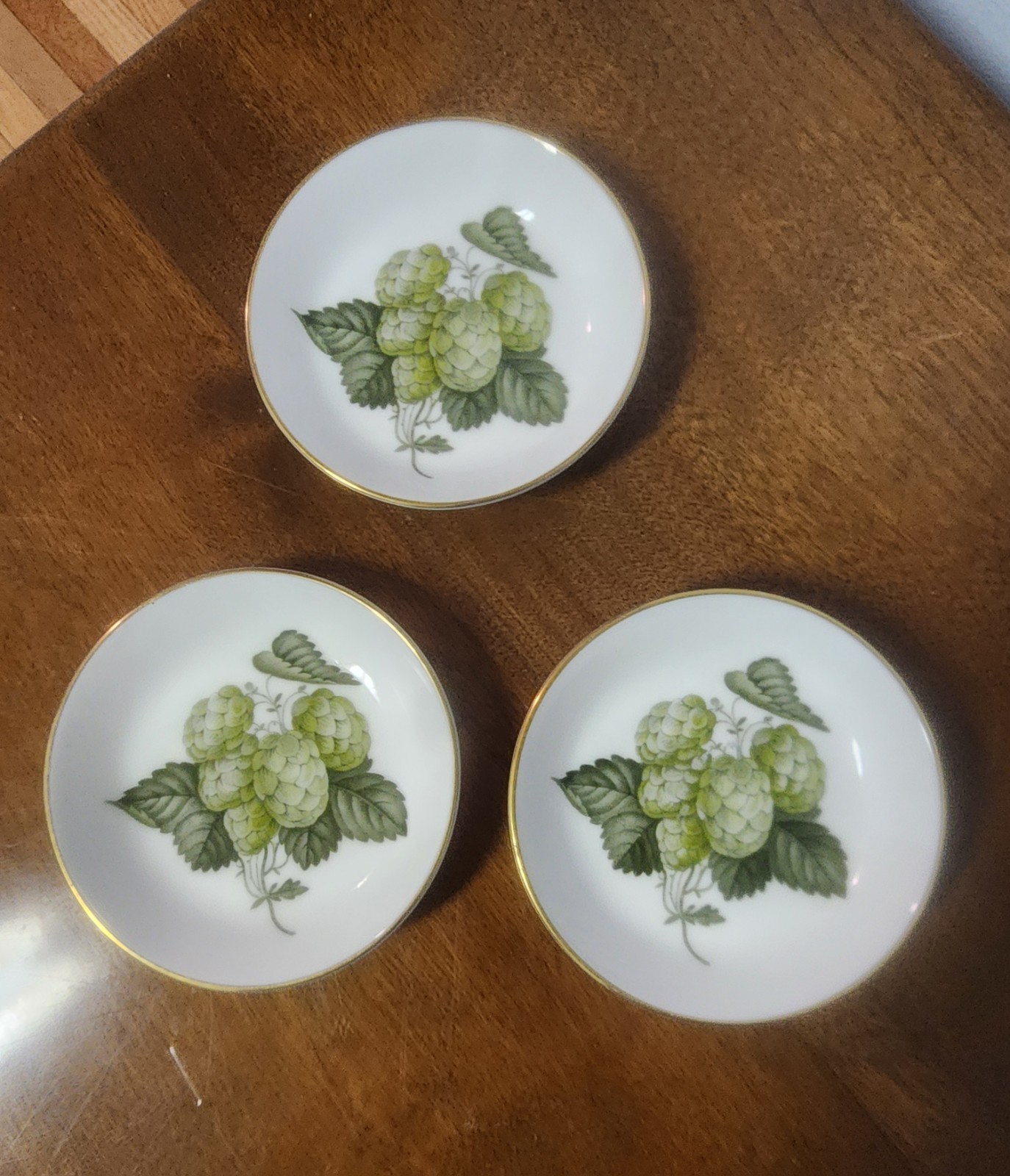 Royal Worcester Mathon Hop Plate Butter Pat Dish, 1965, Set of 3