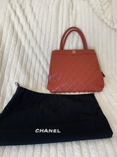 CHANEL  Orange Caviar Leather Quilted CC Shopping Satchel Tote Bag Made in Italy