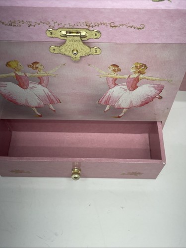 Ballerina Musical Jewelry Box Spins to "Swan Lake" 4 Drawer Treasure Storage - Picture 4 of 9