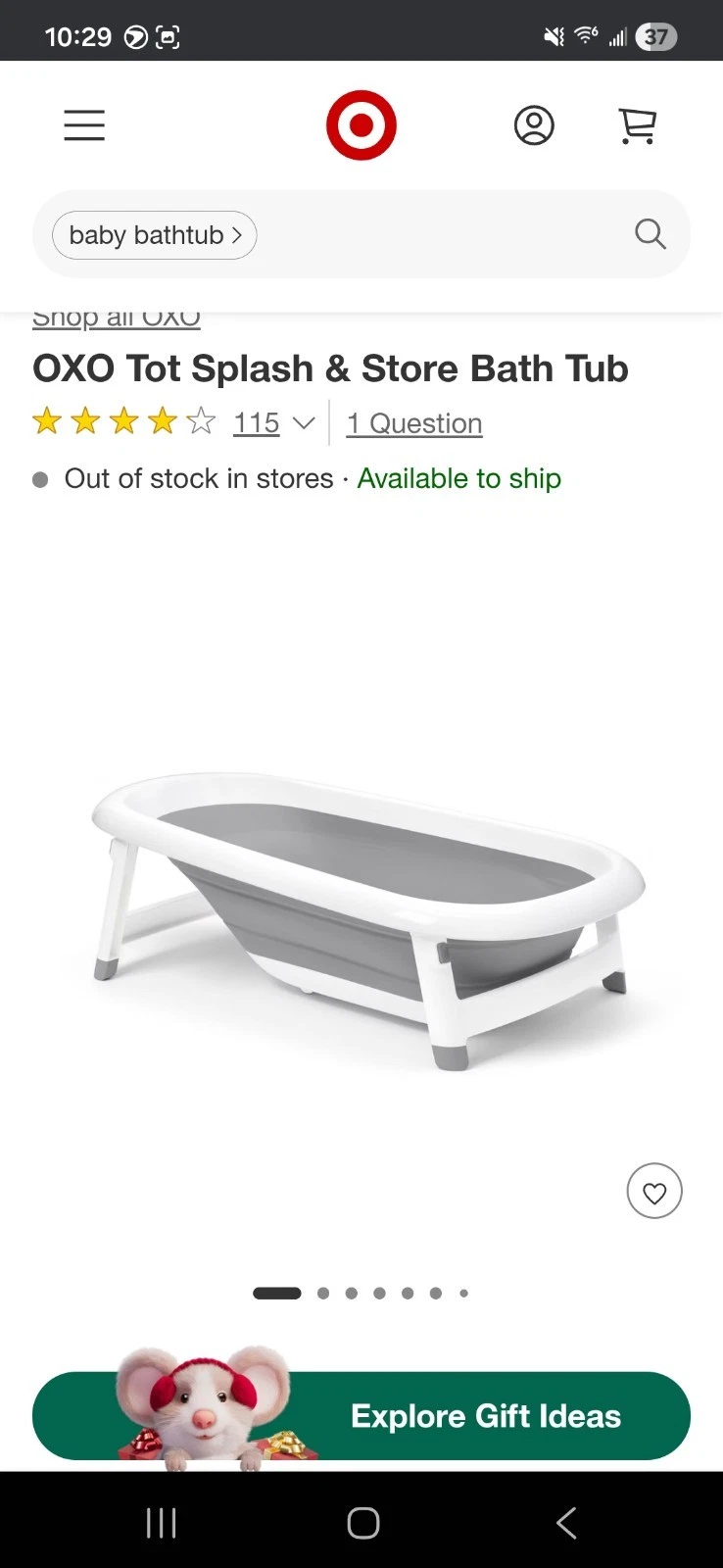 OXO TOT Splash & Store Bathtub | Baby Bathtub 0-18 MONTHS HARD TO FIND!