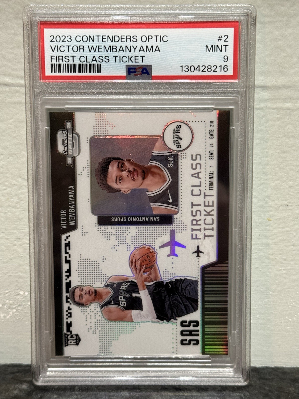 Victor Wembanyama 2023-24 Contenders Optic #2 Silver First Class Ticket RC PSA 9