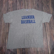 Vintage Leander Baseball Shirt Mens XL Gray Russell Athletic 90s Made USA 16
