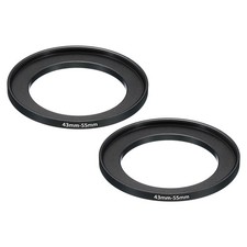 43mm-55mm Metal Step Up Ring, 2 Pcs Camera Lens Filter Adapter Ring Black