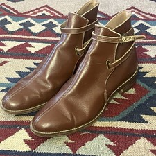 Vintage 60s Brown Leather Mod Buckle Monk Strap Boots Women s Size 8