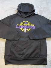 LA Lakers Hoodie Boys Large Black Yellow Sweater NBA Adidas Basketball Pullover