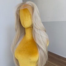 Frontal Lace Wigs Long Straight Synthetic Hair Soft Platinum blonde