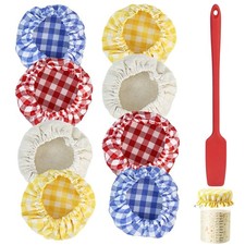 8 Pcs Sourdough Jar Cover with Silicone Spatula, Bread Proofing Cover Cloth B...