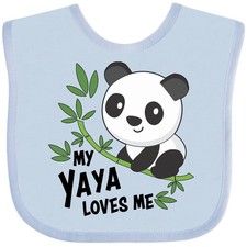 Inktastic My Yaya Loves Me- Cute Panda Baby Bib Grandma Grandmother Grandchild