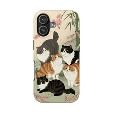 Cute Cats in Japan Tough Phone Case for iPhone Samsung Cat Lover Japanese Theme