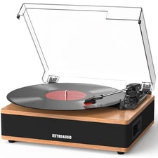 Vinyl Record Player Bluetooth Turntable with Built in Stereo Speakers Belt 