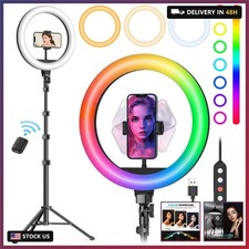10" Ring Light with Stand 72'' Tall Phone Holder,38 Color Modes Selfie Light w