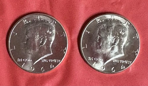 1964 Kennedy Half Dollar, Set Of Two, BU, Uncirculated, 90% Silver