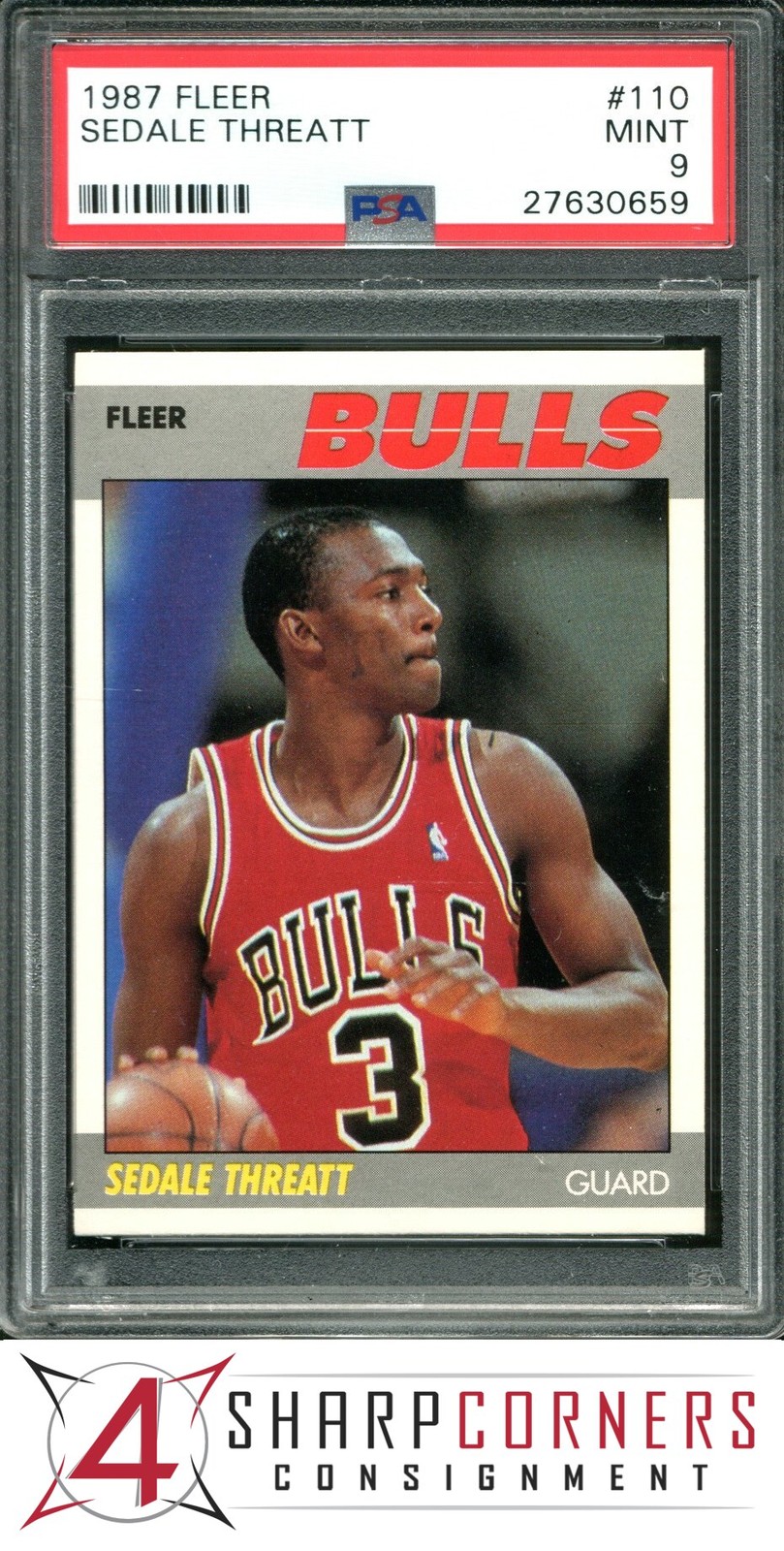 1987 FLEER #110 SEDALE THREATT BULLS SET BREAK PSA 9