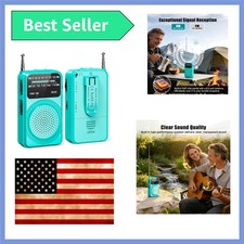 Portable Radio AM FM, Small Radio for Home, Outdoor, Emergency-Blue