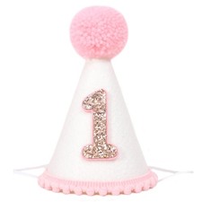 Pink First Birthday Party Crown for Baby Girls Blush 1st Hat