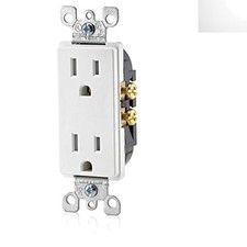 Durable 15 Amp Decora Duplex Outlet, Child-Safe Tamper-Resistant Design, 125V
