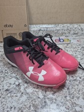 Botines de béisbol Under Armour jóvenes niñas rosa negro softbol picos talla 5 años