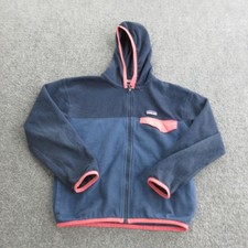 Patagonia Fleece Jacket Kids Small 7-8 Blue Hooded Zip Colorblock STY65470FA19
