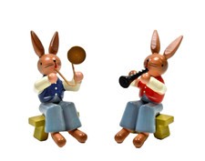ESCO Hase mit Flöte Zugposaune Orchester Musiker original Erzgebirge Ostern 9925