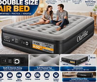 OlarHike Double Air Bed Built-in Electric Pump Flocked Grey/Black 190x140x50