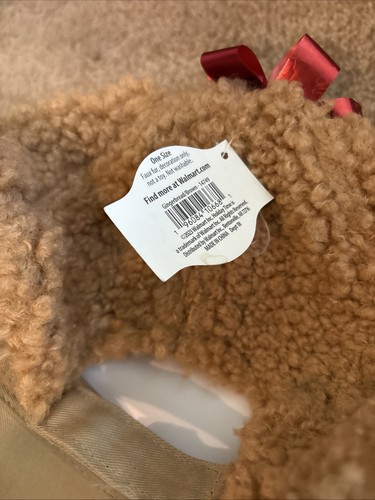Holiday Time Sherpa Fleece Gingerbread Adult Adjustable Cap Unisex NEW - Picture 3 of 3