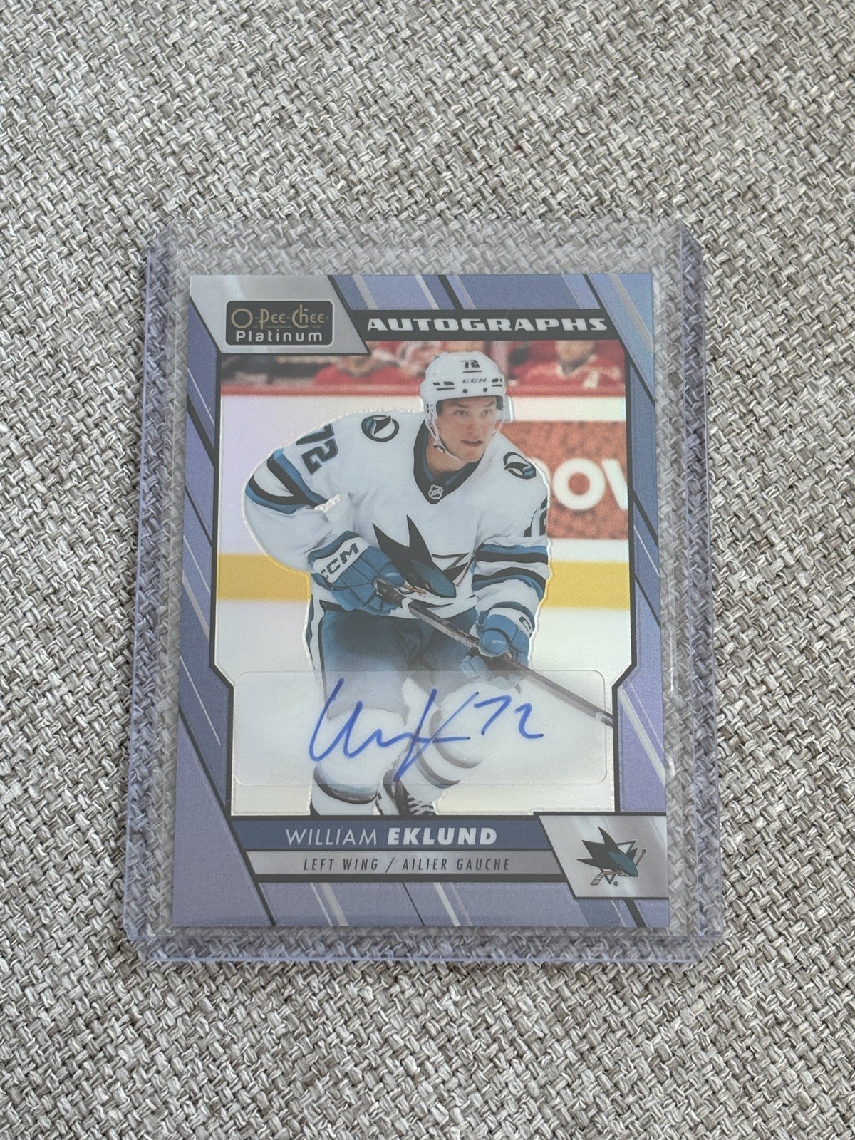 2023-24 O-Pee-Chee Platinum William Eklund  Blue Rainbow Auto