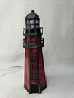 Vintage Tiffany Inspired Stained Glass Table Lighthouse Red Nautical Sailor Lamp